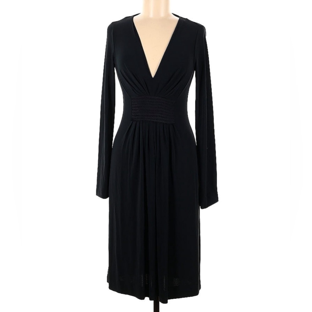 Alberta Ferretti Navy V-Neck Jersey Midi Dress Women's Size [6] Made in Italy
